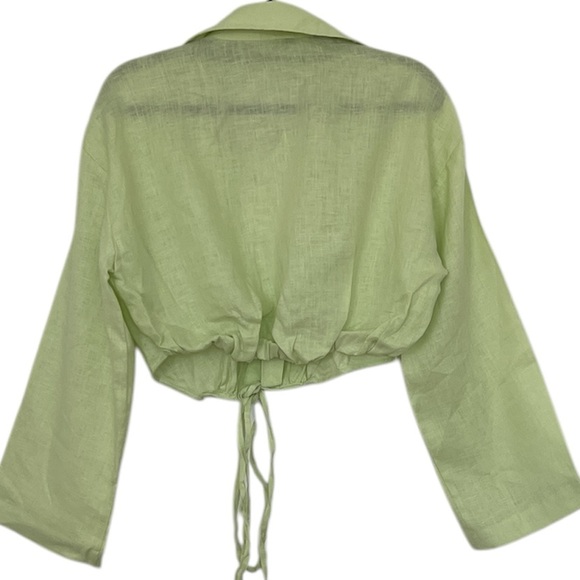 Zara Linen Wrap Shirt- Lime green Size XS - Picture 7 of 9